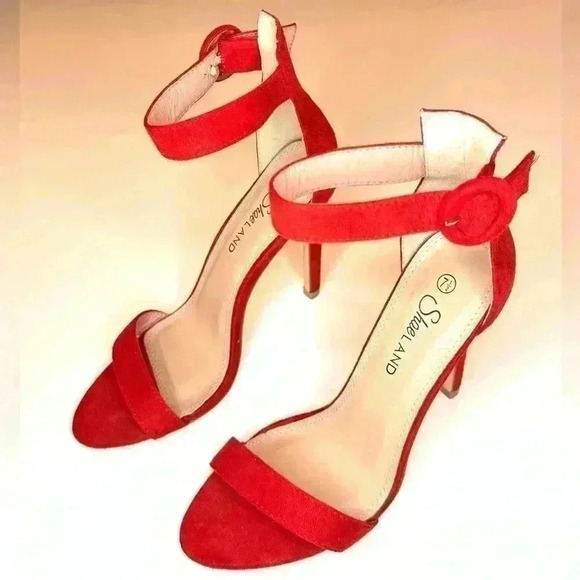 Shoe Land Womens - Ankle Strap Rounded Buckle Open Toe Stiletto Heel Size 7.5 - Picture 7 of 8